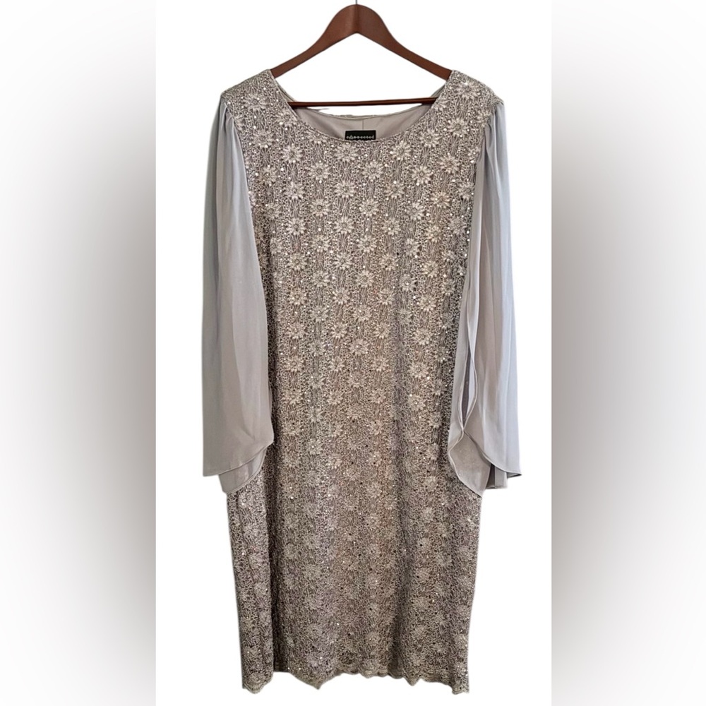 Connected Apparel 20W Rose Gold Gray Lace Sequin Dress Mother of Bride Wedding
